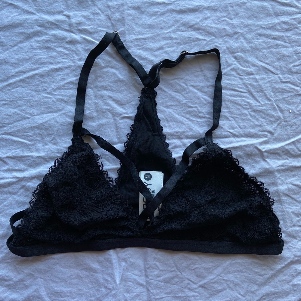 Cotton on body Black strappy triangle lace Body bralette